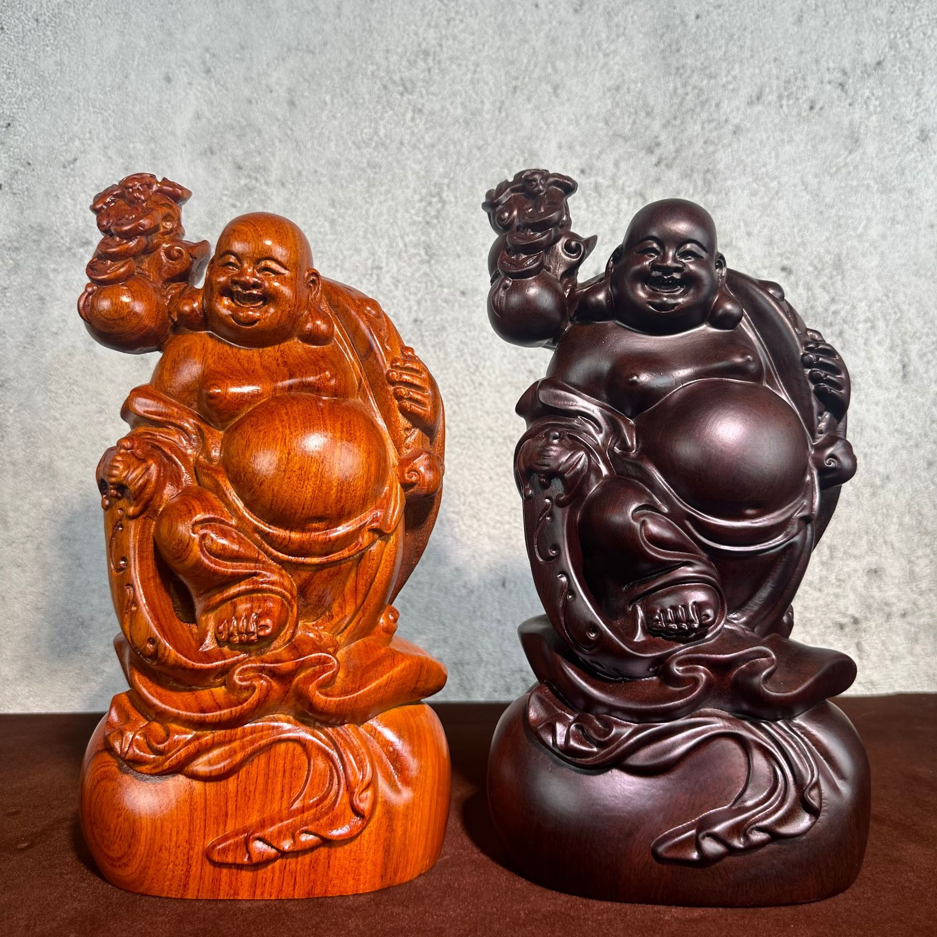花梨实木雕刻大号布袋大肚弥勒笑佛像摆件家居客厅装饰红木工艺品