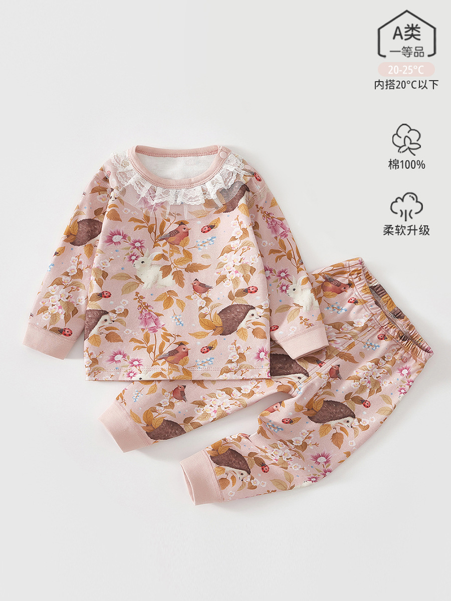 Baby Underwear Set Primavera y otoño ropa para bebés ropa para casa pijamas algodón vestido de otoño pantalones split set de niñas