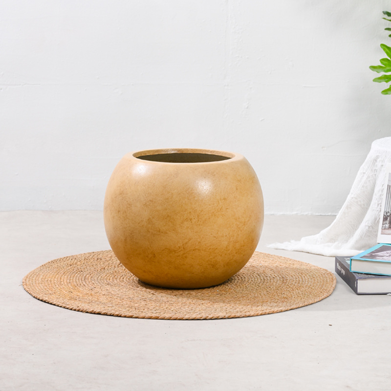 Lodo de magnesio del norte de Europa gran maceta de flores esférica suave minimalista gran flor de gran tamaño sala de estar decoración de la villa de alojamiento residencial centro comercial