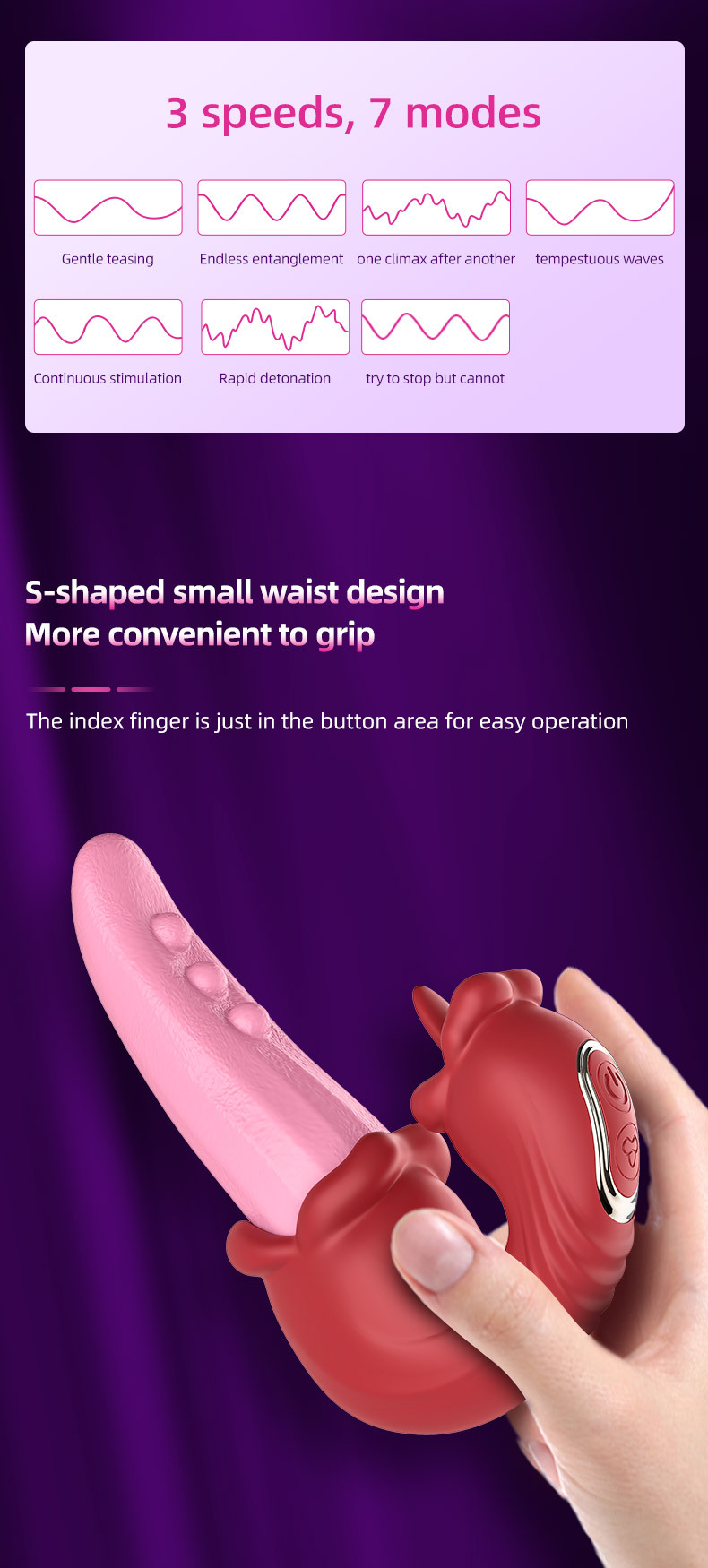 Medusa Tongue Licking & Sucking Vibrator, Dual-Tongue Clitoral and G-Spot Stimulator, Pink — detail image 9