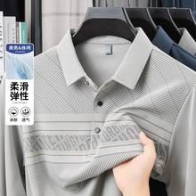 外贸新款中老年男装春秋款长袖t恤男休闲时尚翻领宽松打底衫上衣