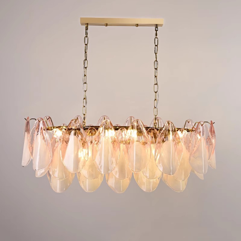豪華なラノのシャンデリアのリビングルームのレトロな手作りのロマンチックな中古の主なピンクの花びらのムラーノのMuranoガラスのムラー|undefined