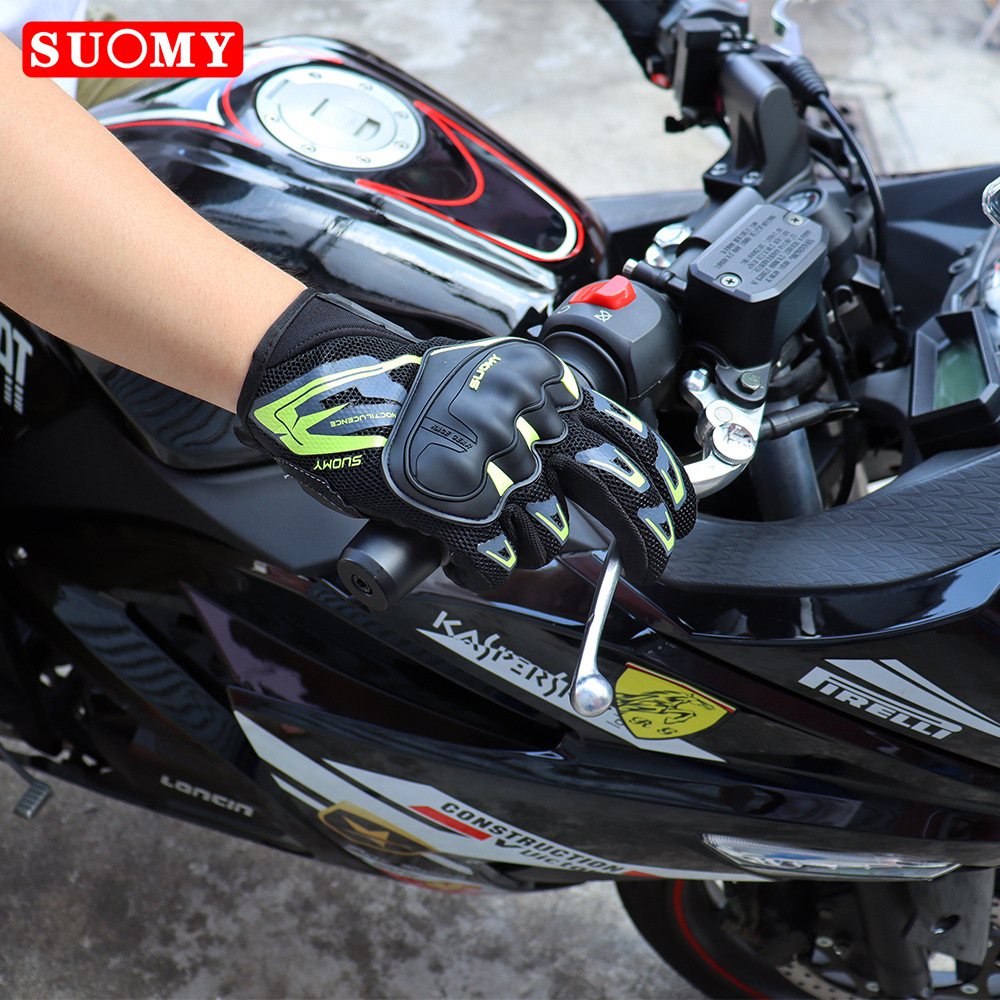 Manufacturer Suomy Motorcycle Touchscreen Gloves, Thin Mesh Breathable, All-Season Motorcycle Racing Anti-Fall Protection Full-Finger Gloves