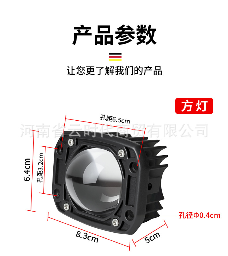 Motorcycle and Electric Vehicle Spotlights, Auxiliary Lights for Car Grilles, Round or Square Options, New Lenses with Far and Near Yellow and White Light