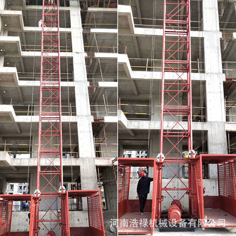 建筑外墙送料升降机 单柱双笼龙门架上料机升降机重工吊篮