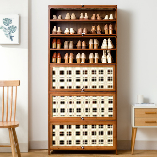 Imitation rattan shoe cabinet, simple shoe rack at home door, economical, good-looking indoor storage, multi-layer dust-proof dormitory