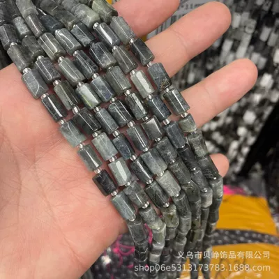 tube beads loose beads diy | Zərgərlik ara hissələri - 22black-flash-8x11mm-pillar-beads-approx-15-beads-per-strand-short-style