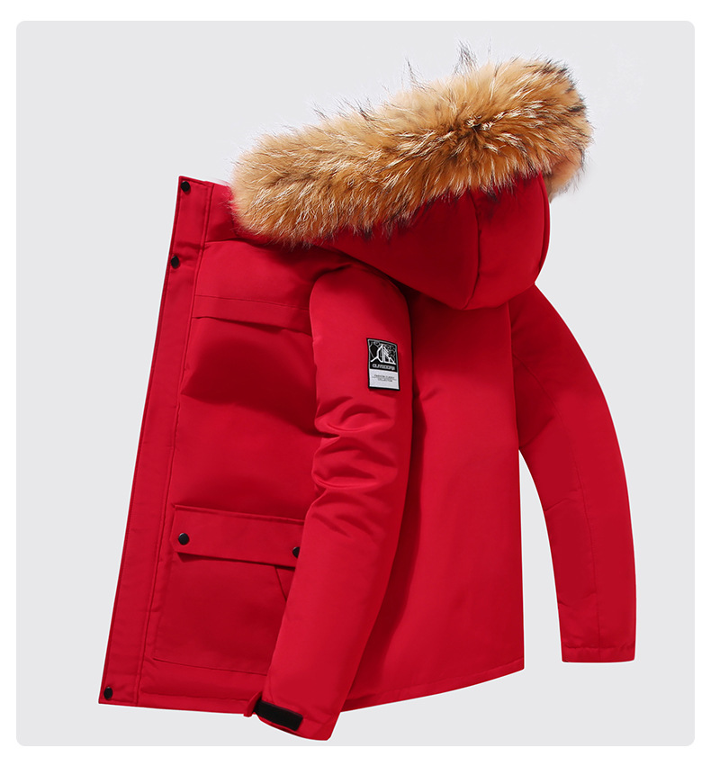 Vêtements pour hommes nouvelle doudoune affaires décontractée épaissie grand col en fourrure chaude style court hommes d'âge moyen et jeunes_voghion.com