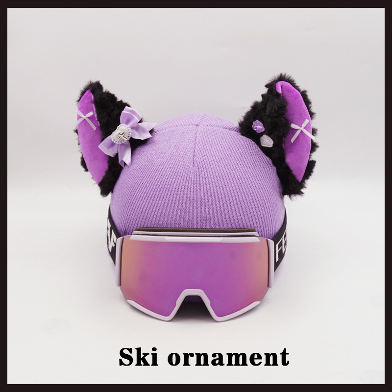Universal Helmet Cover Gliding Stereo Big Ear Ski Hat Snowboard Decoration (Auto Parts and Accessories) - stereo-big-ear-black-purple-helmet-cover-only