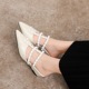 599-10 Korean version shallow mouth hollowed out wedge heel women's shoes white rivet fashion half drag pointed toe middle heel wearing slippers for women