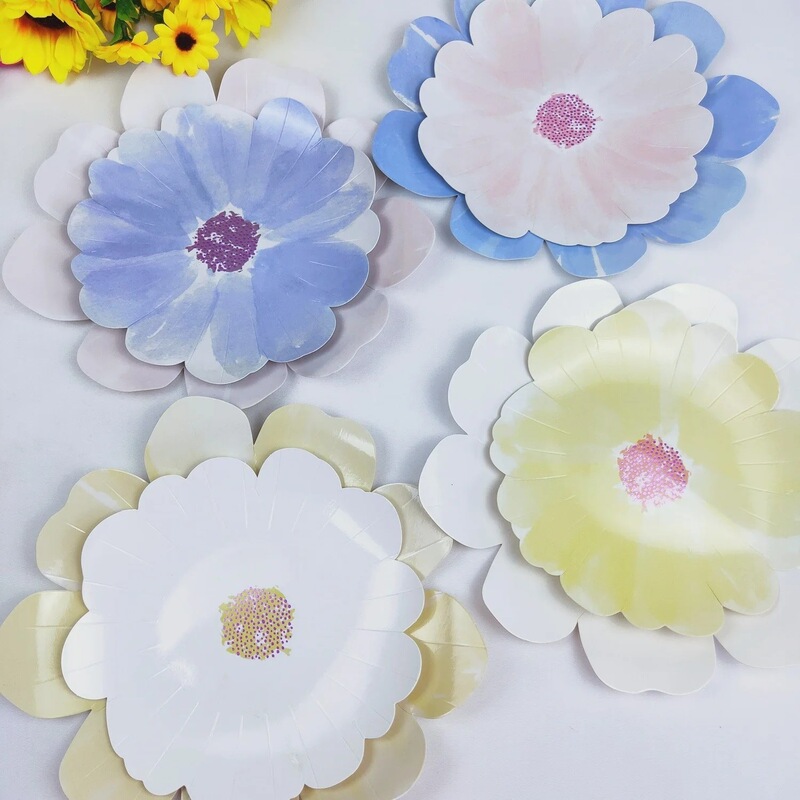 Cross-border Disposable Paper Plate Special-shaped Flower Tableware Birthday Cake Plate Party Decorative Plate Picnic New Product