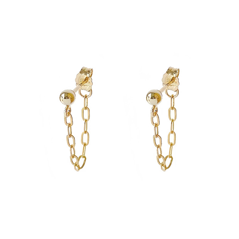 S925 plata esterlina chapada en oro 14k cadena cuadrada bordilla pernos de orejas de nicho de diseño femenino estilo versátil pernos de orejas image 5
