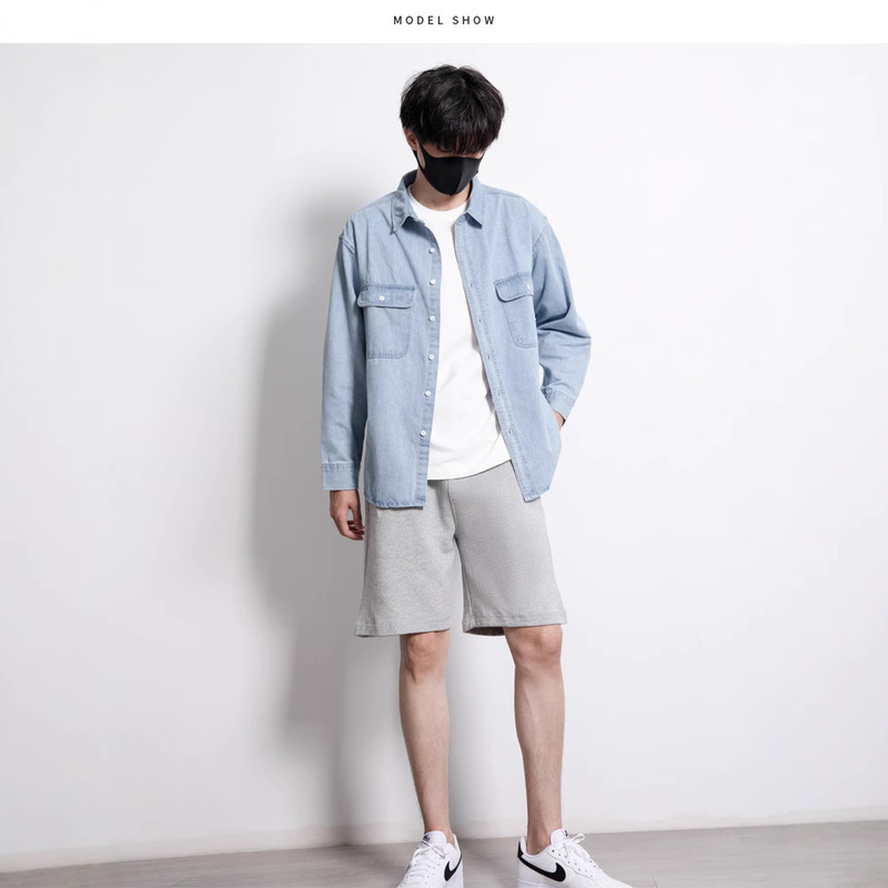 Denim shirt Joker boys coat 2025 spring and autumn casual Joker shirt long sleeve fashion high sense top