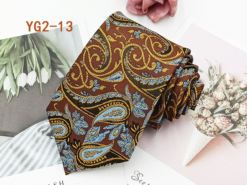 Corbata informal de negocios para hombre, en stock de fábrica, estilo nuevo atado a mano, diseño paisley, jacquard de poliéster y seda, 8 cm