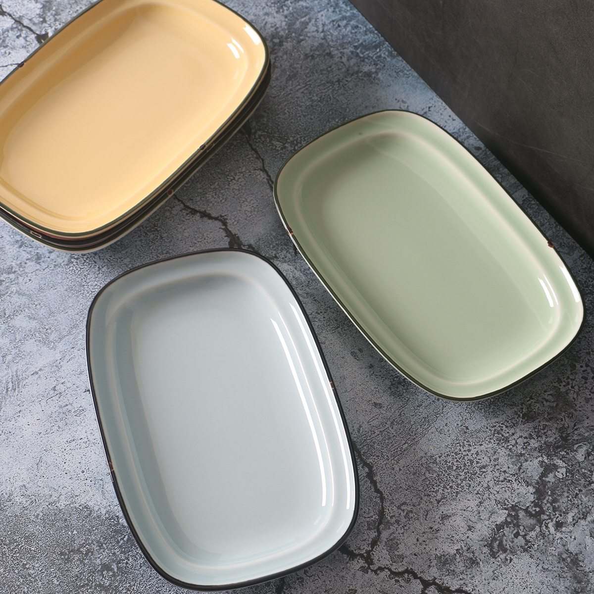 TinTin esmalte de imitación de gama alta plato para el hogar [LZ ding serie ding] placa rectangular con buena calidad