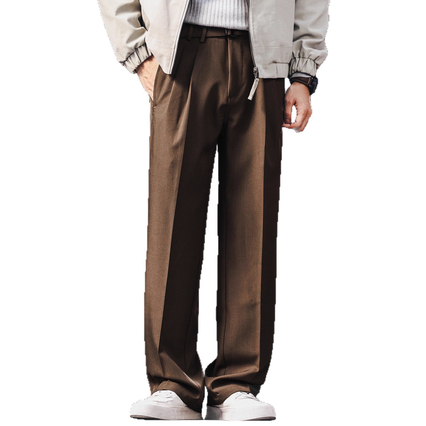 Hot high-end colgante sensación anti-arrugas pantalones rectos para hombres sueltos 2025 otoño pantalones largos casuales de piernas anchas