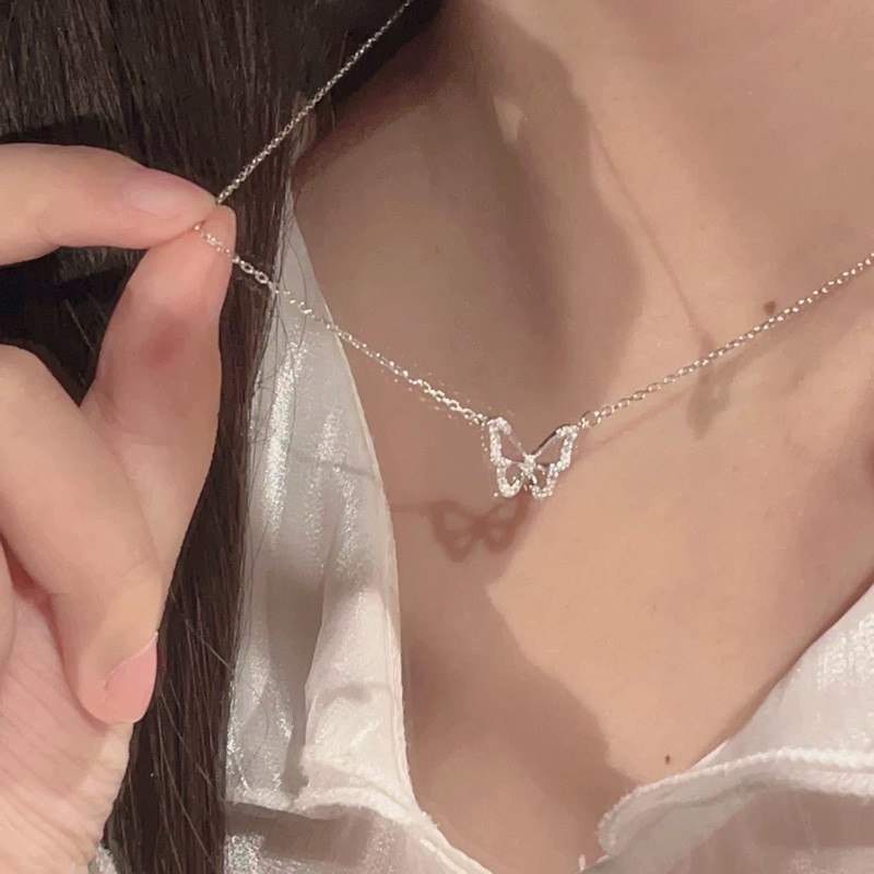 碎银小方块小众设计感珍珠项链女百搭925纯银锁骨链不掉色配饰女|undefined