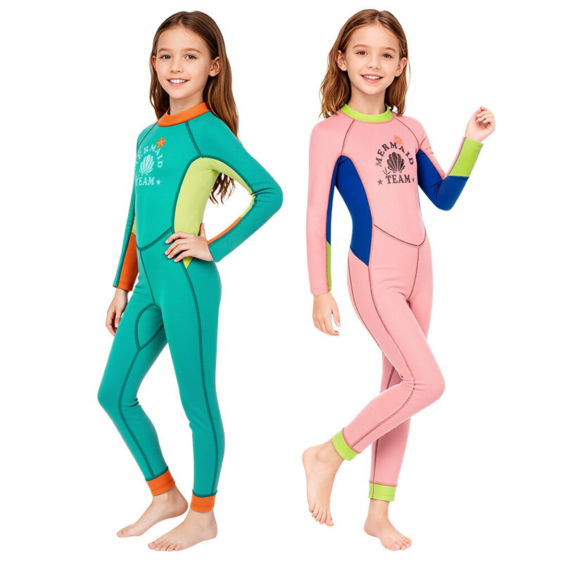 Children's Wetsuit 2.5mm One-Piece Thermal Swimsuit for Kidsren and Girls Long-Sleeved Cold-Proof Snorkeling Surfing Suit Jellyfish Suit