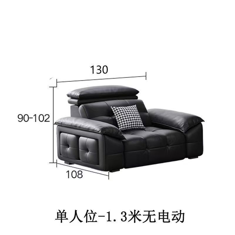 新款沙发靠墙可伸缩电动功能沙发意式现代极简客厅头层牛皮沙发床|undefined