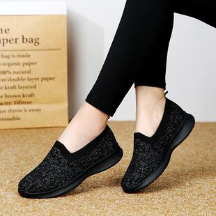 Mother Shoes Soft Sole Comfortable Women's Autumn Breathable Single-layer Shoes Middle-aged and Elderly Non-slip Sports Casual Slip-on Walking Shoes for Women