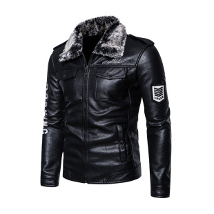 2023 new leather coat men's fur PU leather jacket motorcycle lapel men's thickened leather coat Korean slim fit