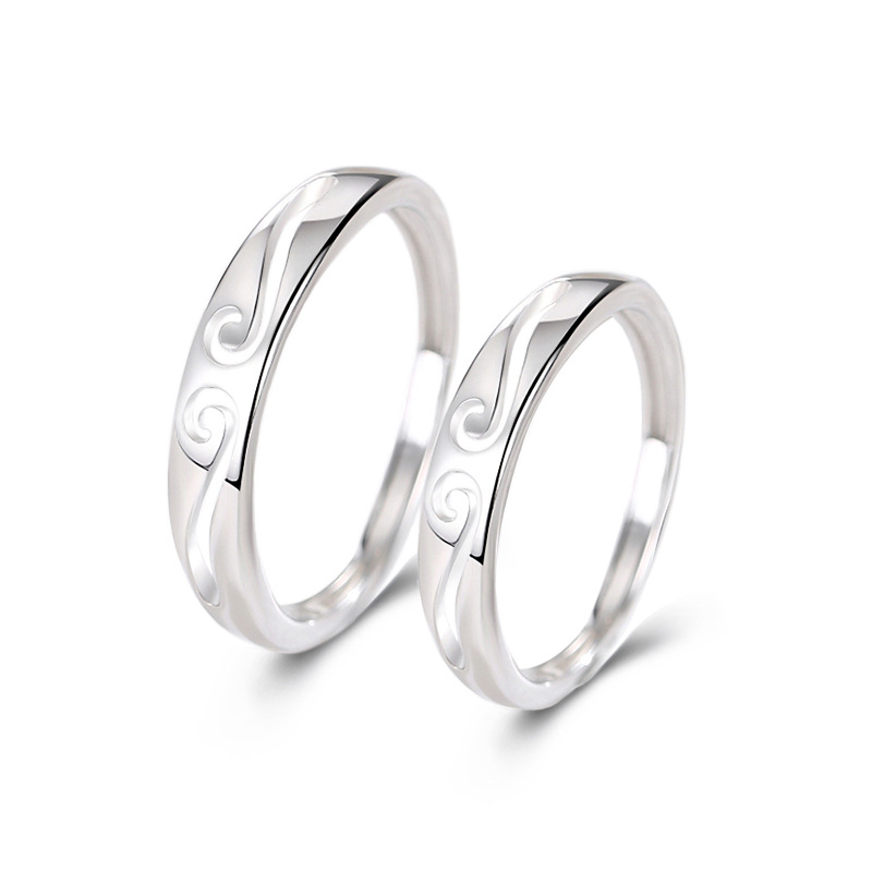 Anillo de pareja de aro de moda de plata esterlina S925 estilo japonés y coreano hombres y mujeres anillo de apertura al por mayor ajustable