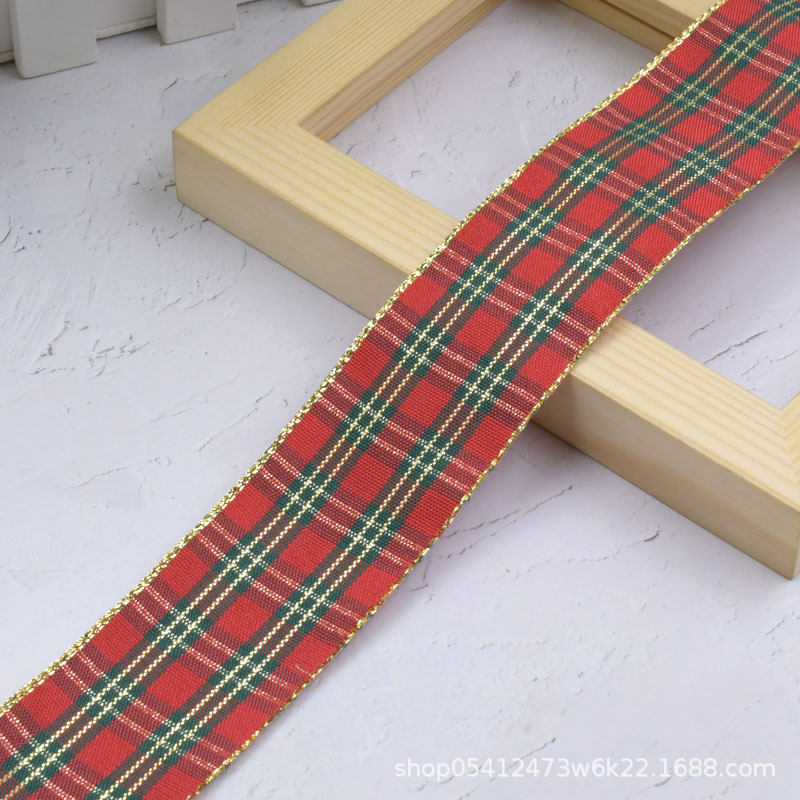 Cinta navideña multicolor Plaid cinta flor regalo embalaje decoración navideña DIY joyería material al por mayor