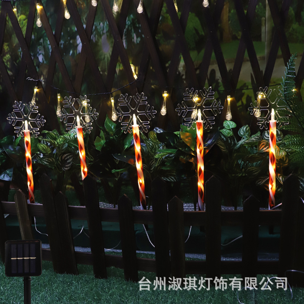 Luces LED de colores, luces solares para el suelo, luces de piruleta, árbol de Navidad, copo de nieve, decoración de jardín, luces de ambiente navideño