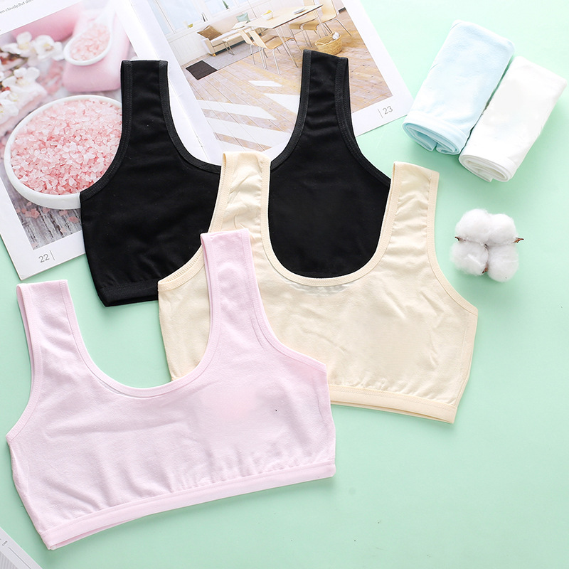 Girls' underwear, stage 1, pure cotton, anti-nipple bra for elementary school students aged 6-8-12.