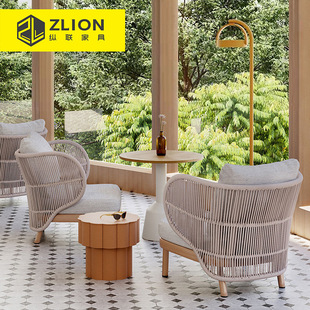 Leisure Villa Courtyard Sofa Terrace Garden Woven Sofa Outdoor Waterproof Sun Protection Hotel Furniture B&B Sofa