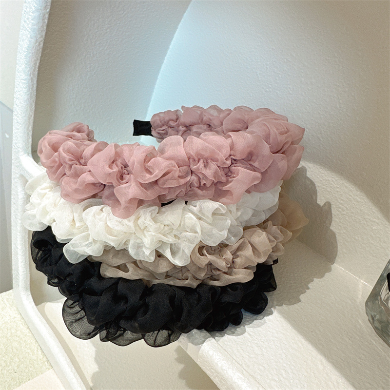 Casual Solid Color Gauze Pleated Hair Band display picture 1