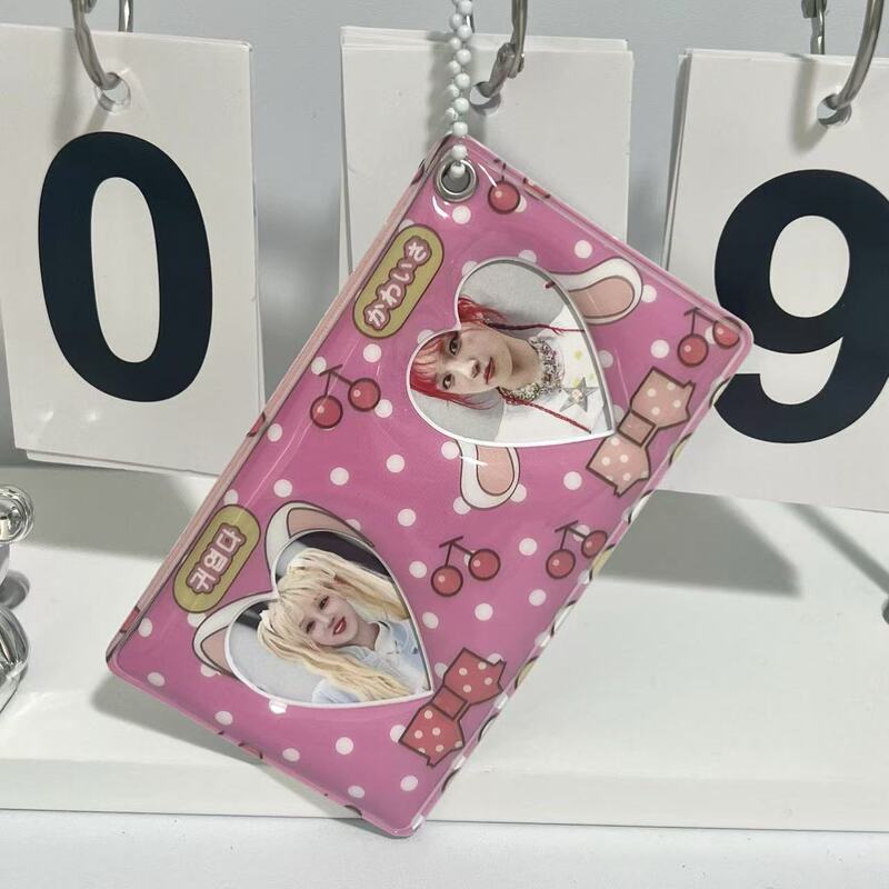 Special Clearance Sale: Ins-Style Heart-Shaped Hollow-Out Small 2inch Card Holder, Photo Card Holder for Id Photos and Idol Photos, Keychain