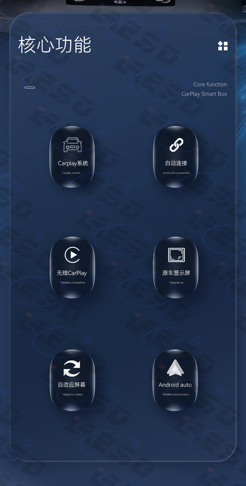 Cross-border 2-in-1 car connectivity box, smart wireless carplay adapter, button-switchable carplay box