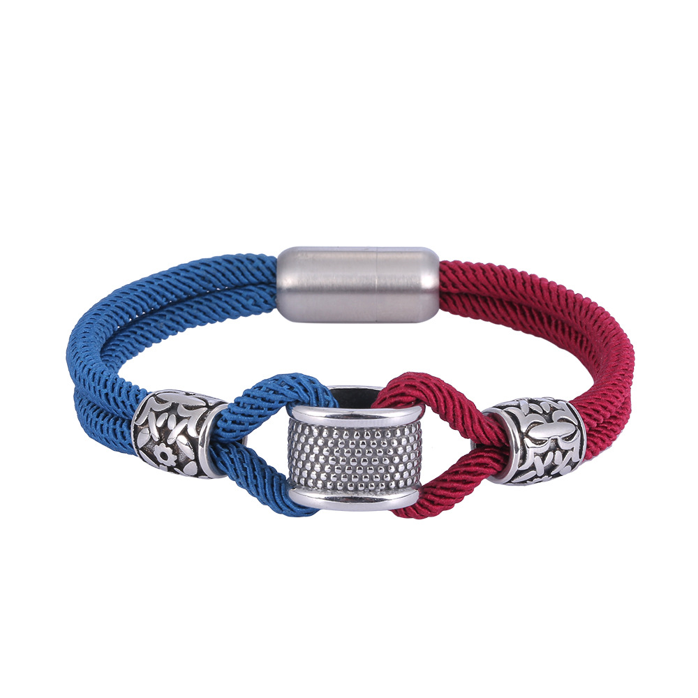 45g Weight 304 Stainless Steel Pendant Material Bracelets Classification Milan Rope Chain Material Cord String Chain Type Street Occasion 304 Stainless Steel, rope Material Color Block Pattern All Seasons Season Men's Gender Plating Design Streetwear Style Streetwear Color Block 304 Stainless Steel Rope Plating Men's Bracelets Men Cord & Leather Bracelets 15