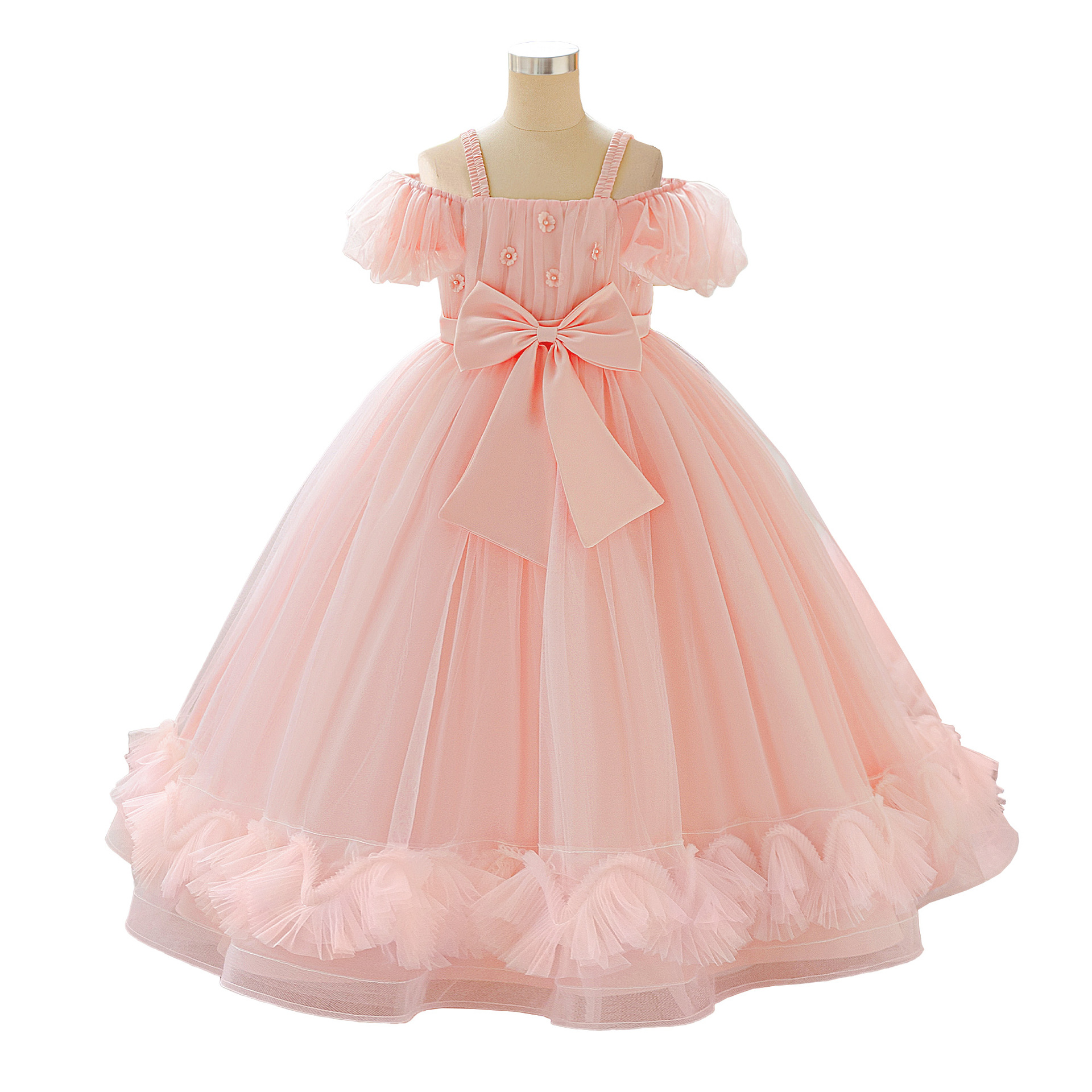 Nuevo vestido infantil vestido de princesa niñas Pequeñas flores de flores Anfitriones de piano vestido vestido de niña
