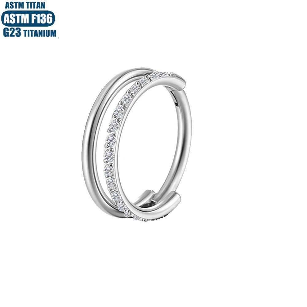 F136 Titanium Alloy Implant-Grade Nose Ring Zircon Earrings Seamless Ring Nose Ring Fashion Jewelry Septum Piercing Ear Bone Ring detail image 33