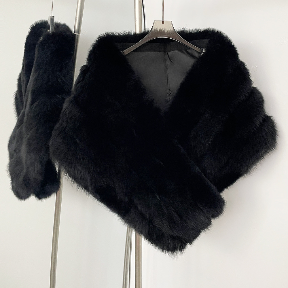 Cape Real Raccoon Fur Shawl 2025 Winter Women's Fur Vest Bridal Dress Fur Shawl Outwear for Women