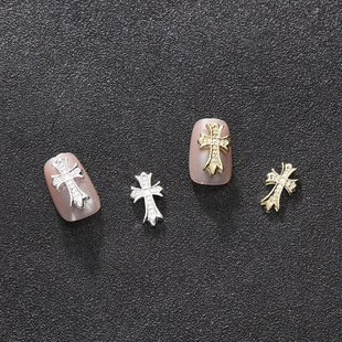 Cro Heart Metal Manicure Accessories Love Cross Jewelry Simple Three-Dimensional Colored Diamond Nail Diamond Accessories Wholesale