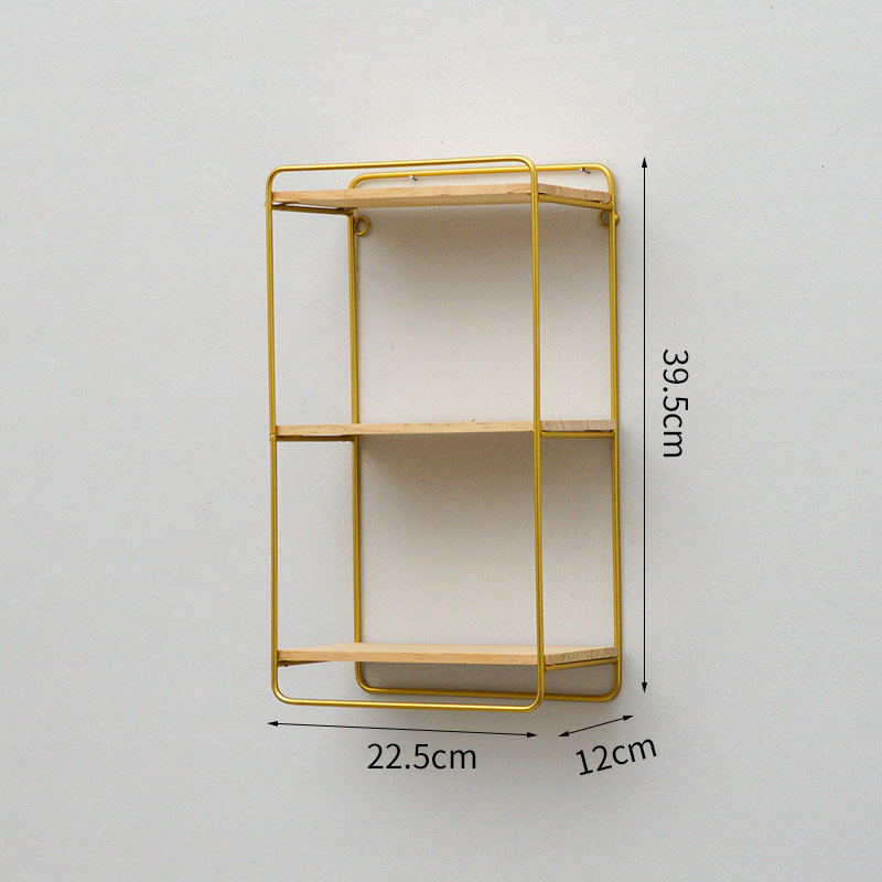 Estante Decorativo de Pared de Hierro y Madera Estilo Nórdico para Sala de Estar