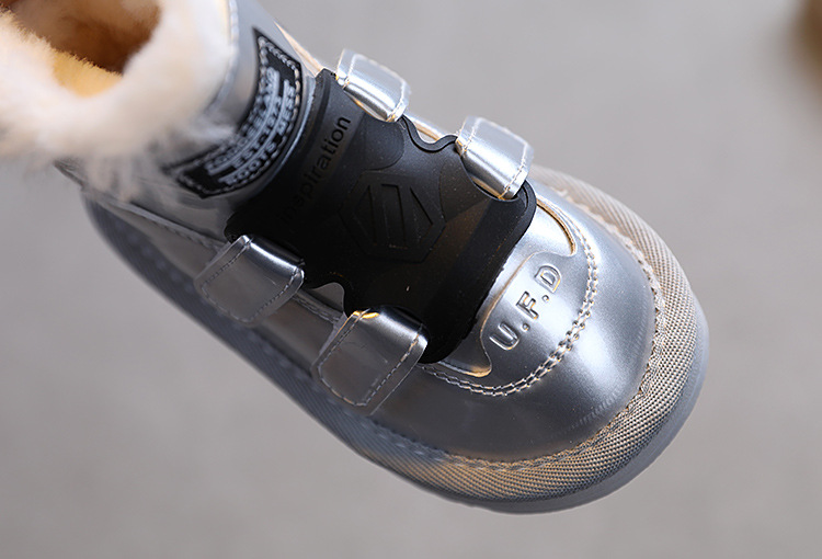 Children's snow boots New fashion girls' boots plus fleece thickened ankle boots waterproof boys' shoes cotton shoes_voghion.com