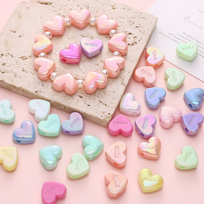 Acrylic beads heart-shaped handmade, bracelet, necklace, pendant, accessories, DIY