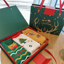 双面绒圣诞节袜子男女不掉毛珊瑚绒袜子保暖圣诞睡眠袜卡通地板袜