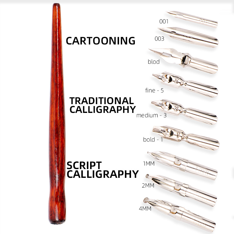 Xile calligraphy water-dipped brush set comic painting Gothic calligraphy flower calligraphy 9 kinds of pen tips