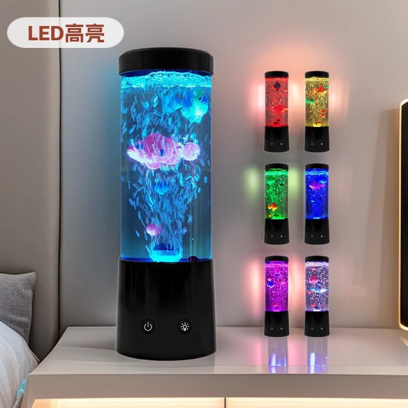 Fábrica directa LED burbuja pez luz de control remoto colorida lámpara de acuario BUBBLE FISH decoración lámpara de mesa luz de noche