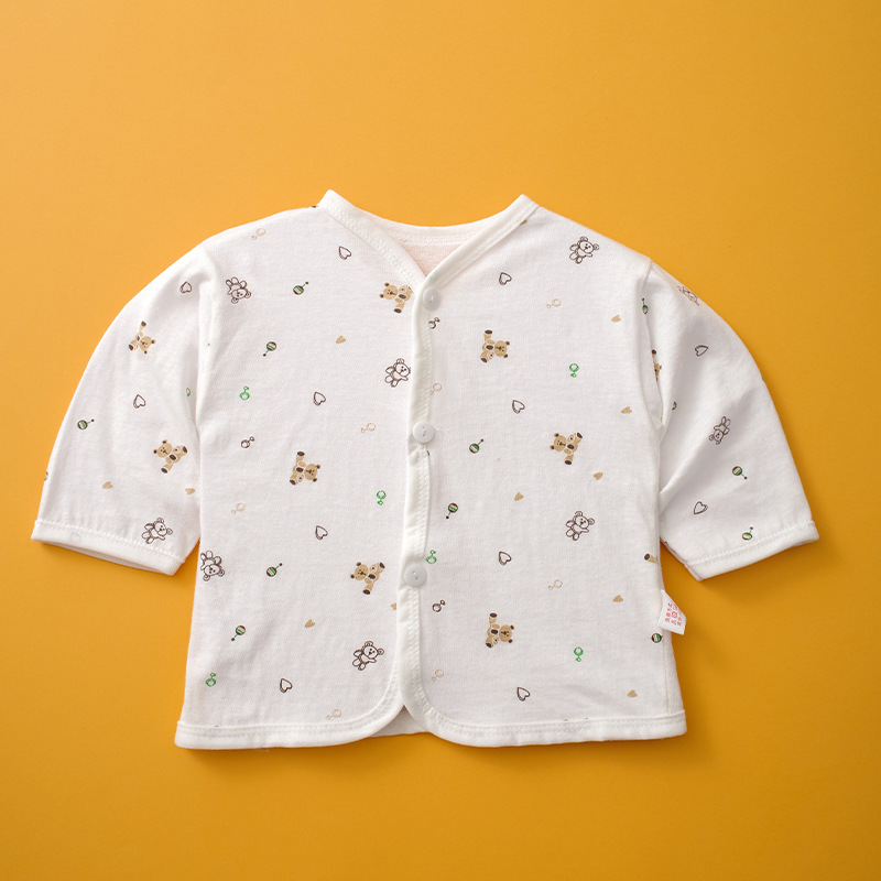 2023 primavera y verano Nueva Ropa interior de dibujos animados para el hogar hombres y mujeres traje de recién nacido Cuatro Estaciones de una sola cara Botón de algodón ropa de bebé