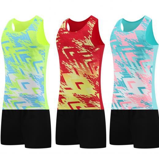 Trajes deportivos de atletismo, trajes de entrenamiento de voleibol de verano para hombres y mujeres, trajes de tenis de mesa, trajes de bádminton, impresión de fluorescencia de secado rápido