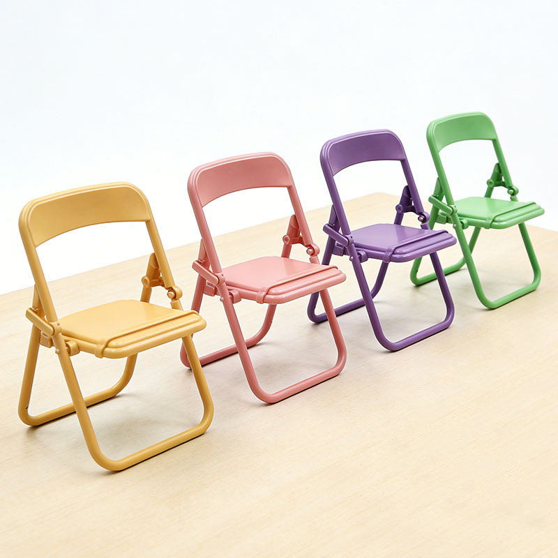 Creative Foldableing Chair Desktop Mobile Phone Holder Macaron Color Stool Holder Ornaments Portable Lazy Holder