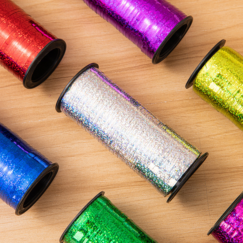 Fábrica directa láser cinta alambre 5mm * 100 tamaño largo eje cinta globo cinta diseño cinta al por mayor
