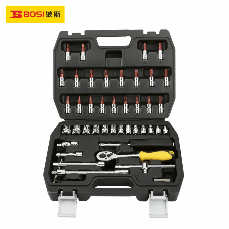 波斯 46件6.3mm系列亮面公制套筒组套 机修汽修工具套装BS512046