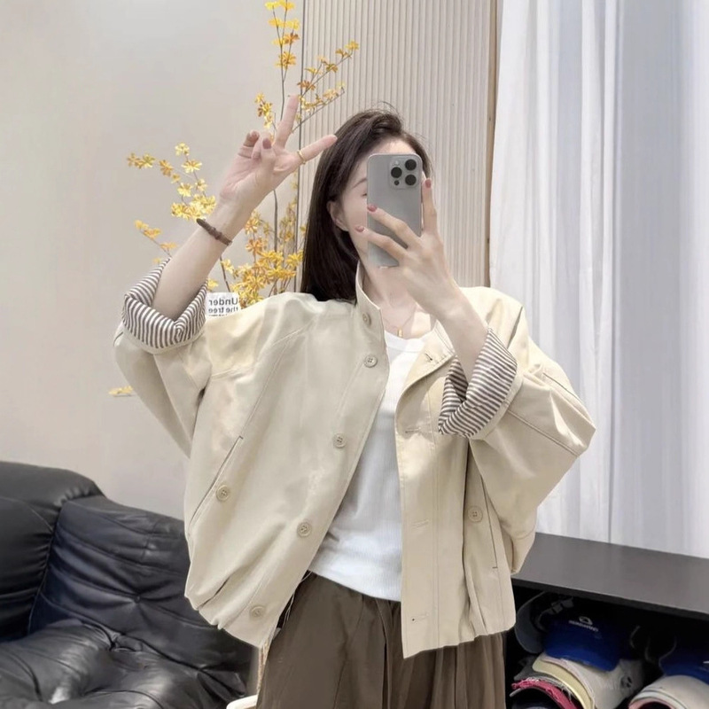 韩系设计感立领棒球服外套女2025早秋新款宽松显瘦百搭小个子上衣|undefined